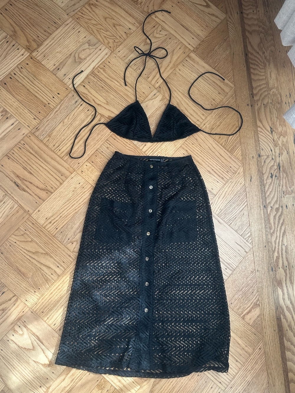 PrettyLittleThing Black Skirt Set